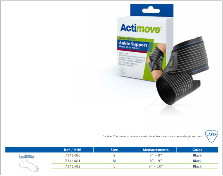 ACTIMOVE ANKLE SUPPORT ELASTIC WRAP AROUND SPORT EDITION #M BLACK