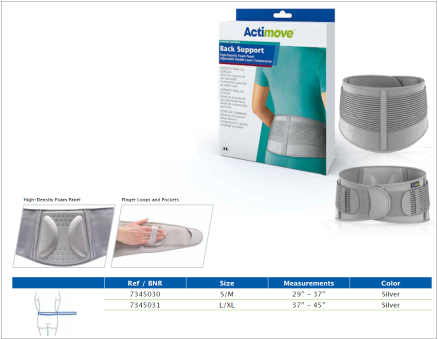 ACTIMOVE BACK SUPPORT #L/XL SILVER
